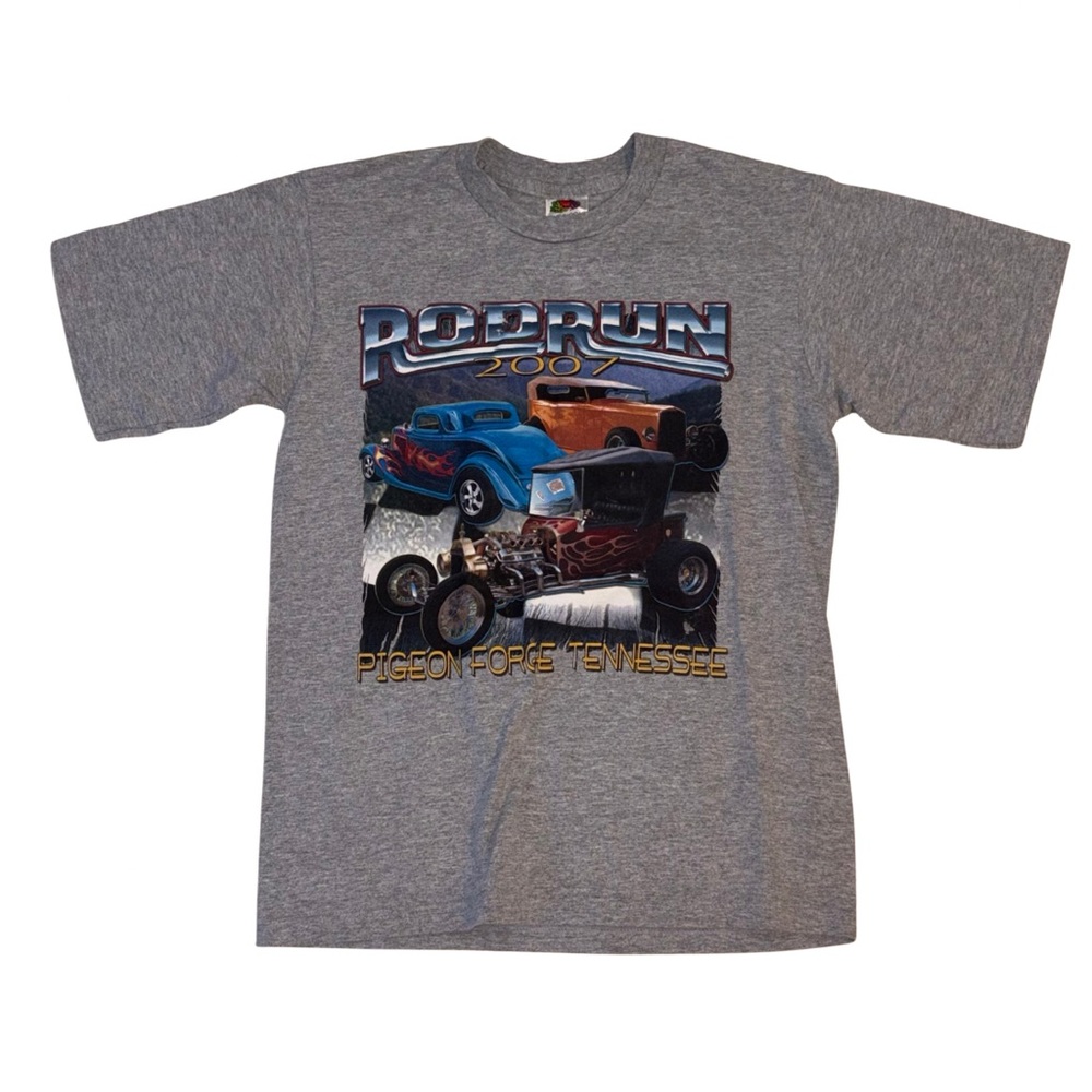2007 Rod Run Pigeon Forge TN Car Show T-Shirt Hot Rod Size 14/16 Gray USA Youth - Picture 1 of 4